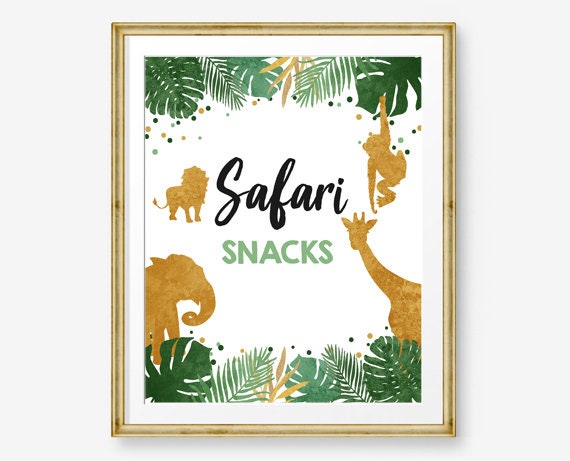 Safari Snacks Birthday Sign Table Decor Boy Safari Animals Birthday Wild One Food Table Decor Zoo Party Instant Download Printable 0016