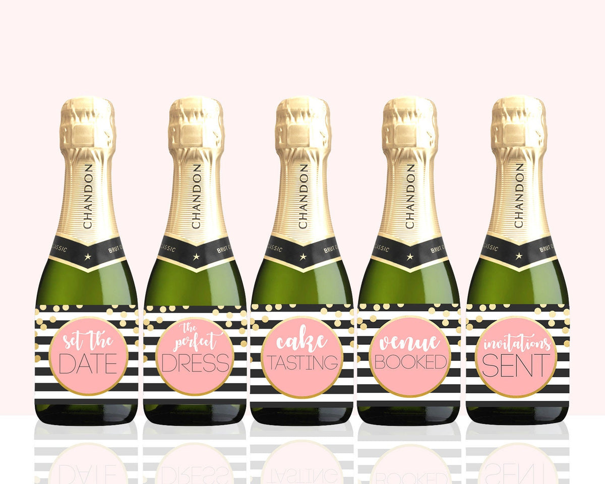 Mini Champagne labels Wine Labels Milestone champagne bottle Wedding Wine Engagement gifts for couple Wedding planning checklist PRINTABLE