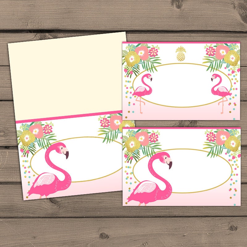 Flamingo Food labels Flamingo birthday Food tend cards Food tags Flamingo party Pink gold Luau Tropical Pineapple Digital PRINTABLE 0200