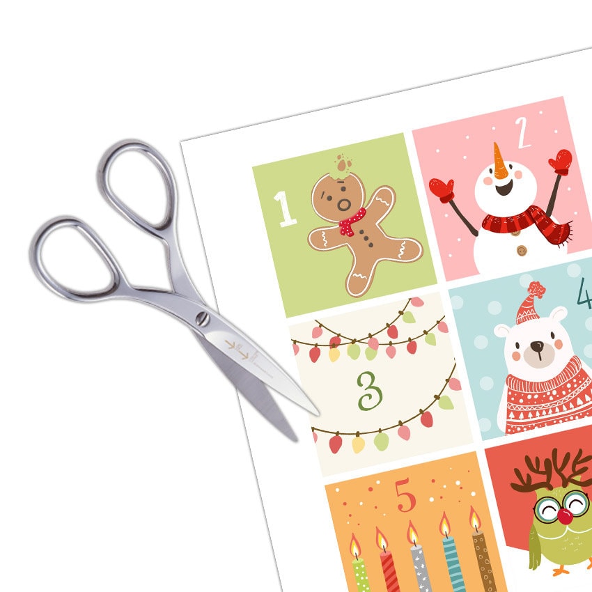 Christmas Advent Calendar Tags Christmas countdown Calendar cards Children Classroom Nursery download Gift tags favor tags PRINTABLE Digital