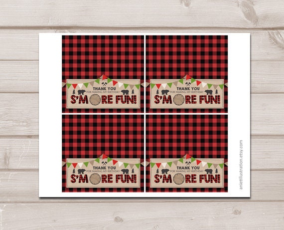 Printable Treat Bag toppers Lumberjack Birthday Party Lumberjack First birthday Lumberjack party S'more download DIGITAL PRINTABLE 0026