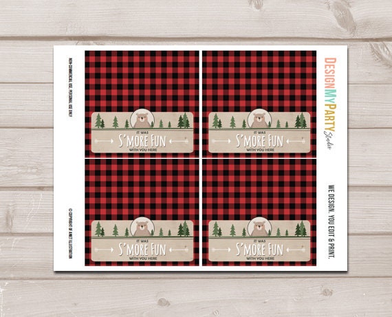 Printable Treat Bag toppers Lumberjack Birthday Party Lumberjack First birthday Lumberjack party S'more download DIGITAL PRINTABLE 0026