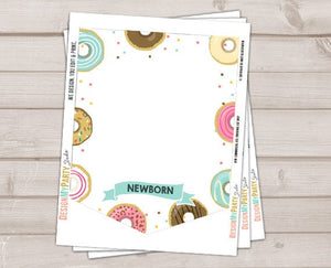 Donut First Birthday Banner Monthly Photo Banner Donut Banner Donut Birthday Party Decor Doughnut Girl Pink Teal Digital PRINTABLE 0050