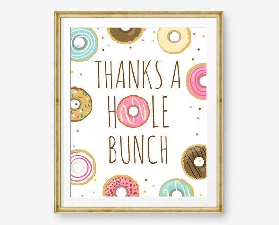 Thanks a Hole Bunch Donut Birthday Sign Table Decor Two Sweet Birthday Pink Girl Birthday Favors Thank You For Coming Printable 0050