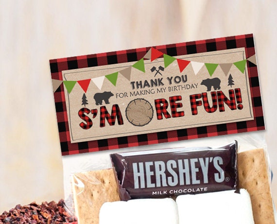 Printable Treat Bag toppers Lumberjack Birthday Party Lumberjack First birthday Lumberjack party S&#39;more download DIGITAL PRINTABLE 0026