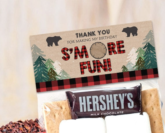 Printable Treat Bag toppers Lumberjack Birthday Party Wild One First birthday Lumberjack Party S&#39;more Download DIGITAL PRINTABLE 0026