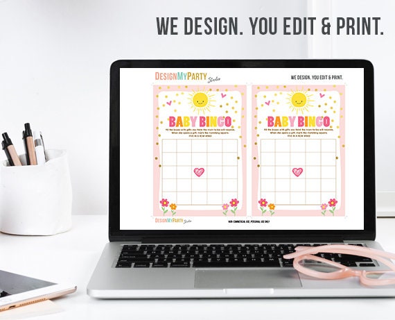 Baby Shower Sunshine Bingo Game Cards Girl Baby Shower Little Sunshine Pink and Gold Baby Bingo Shower Game Printable Instant Download 0070