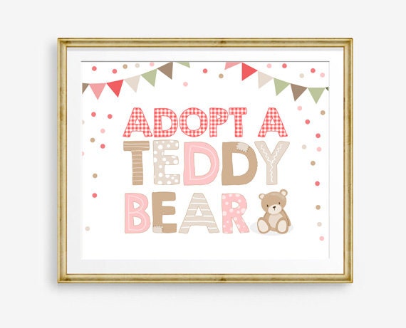 Adopt A Teddy Bear Table Decor Teddy Bear Birthday Teddy Bear Picnic Stuffed Animal Bear Adoption Party Instant Download Printable 0100