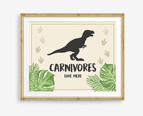 Carnivores Sign Dinosaur Birthday Sign Food Table Decor Dinosaur Birthday Dino Party Boy Prehistoric Snacks T-Rex Table Sign Printable 0043