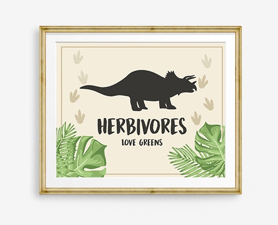 Herbivores Sign Dinosaur Birthday Sign Food Table Decor Dino Party Boy Dino Dig Prehistoric Snacks T-Rex Table Sign Download Printable 0043