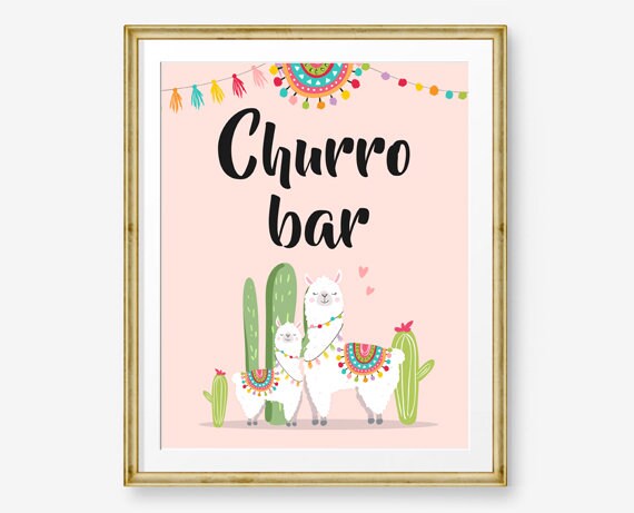 Llama Churro Bar Sign Wedding Fiesta Cinco de Mayo Couples Shower Decor Cactus Succulent Table Sign 8x10 Instant Download PRINTABLE 0079