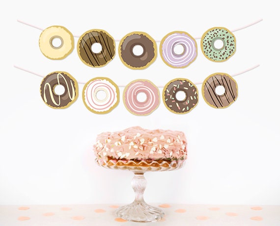 Donut Garland Donut Birthday Party Donut Decor First Birthday Donut Baby Shower Sprinkle Gender Neutral PRINTABLE Digital 0050 0320