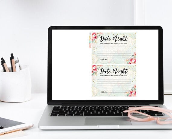 Date Night Ideas Bridal Shower Game Date Night Idea Card Date Jar Party Game Shower Activities Floral Pink Travel Download PRINTABLE 0030