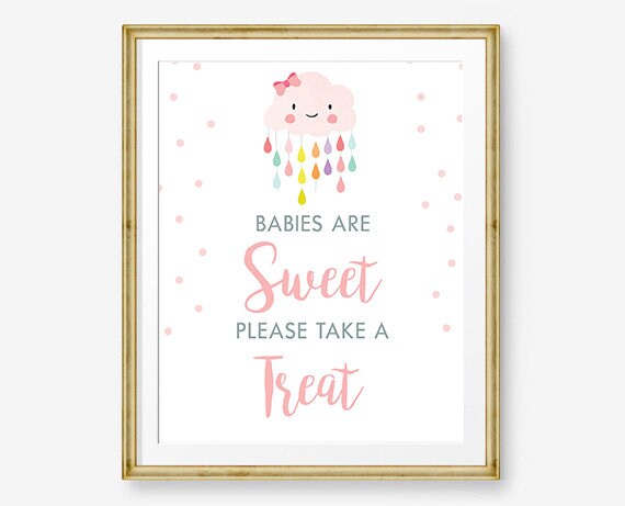 Babies Are Sweet Please Take a Treat Sign Baby Shower Sprinkle Favors Sign Cloud Pink Girl Baby Shower Decor Download PRINTABLE 0036