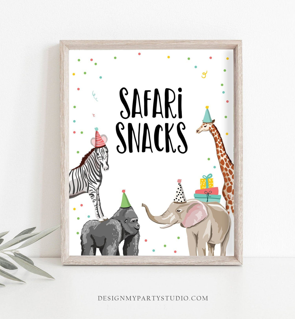 Safari Snacks Birthday Sign Table Decor Safari Birthday Wild One Animals Party Animals Girl Food Zoo Party Jungle Elephant Printable 0142