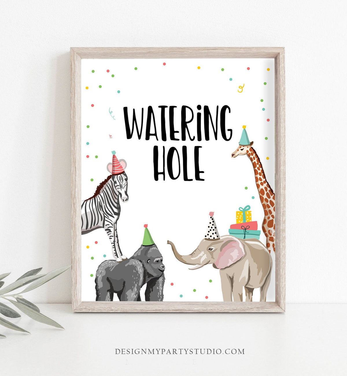 Watering Hole Birthday Sign Drink Table Decor Safari Birthday Wild One Animals Party Animals Table Sign Zoo Party Jungle Printable 0142