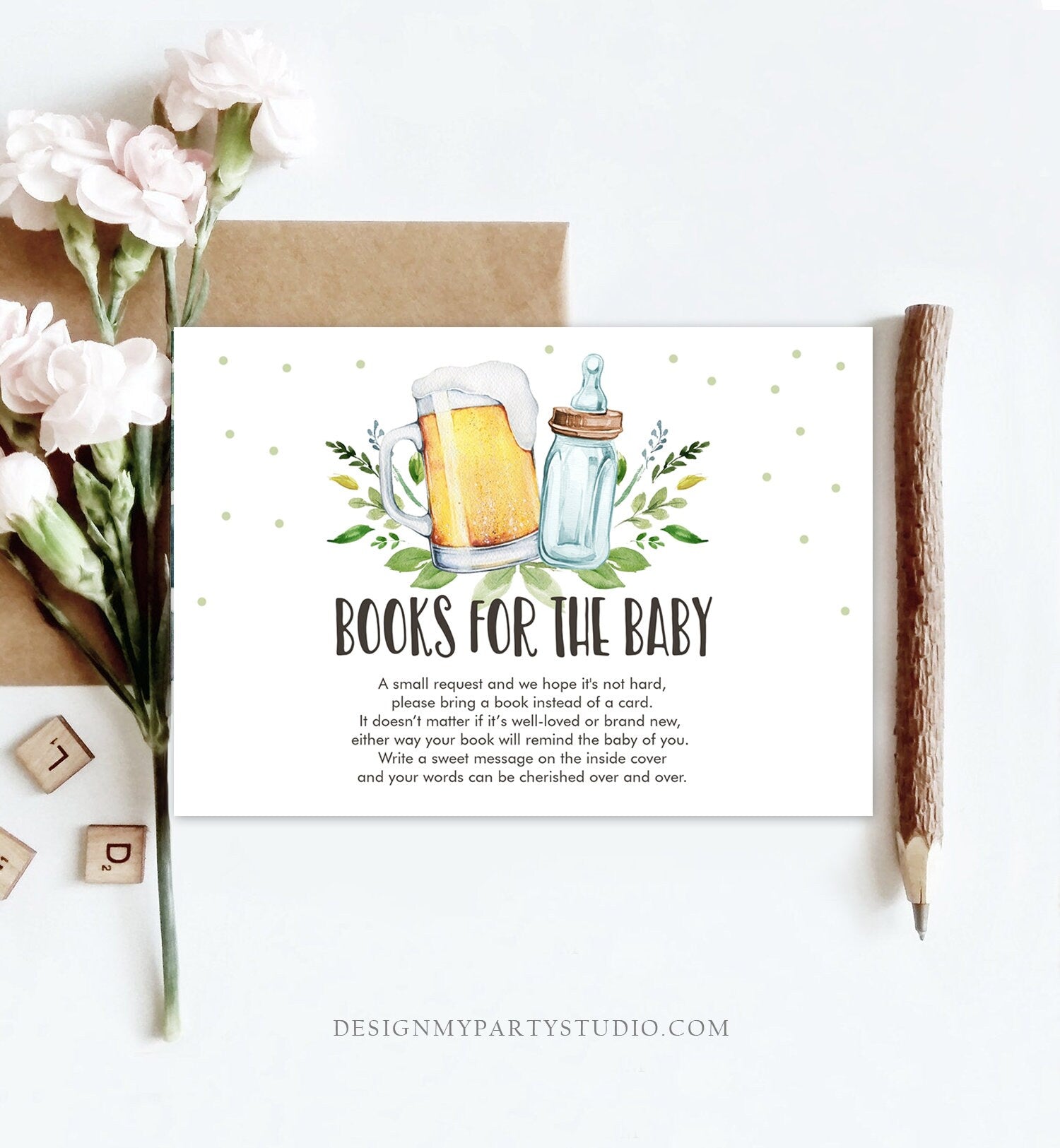 Editable Books for Baby Card Bring a Book Card Baby is Brewing Baby shower Book insert Book Request Book Card Template Corjl PRINTABLE 0190