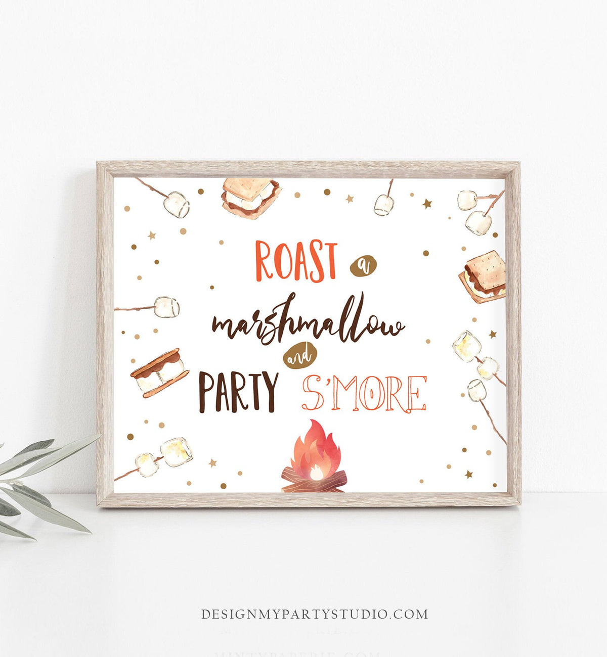 Roast a Marshmallow and Party S&#39;more Sign Smore Fun Birthday Sign Smore Bar Smores Baby Shower Outdoor Table Decor Digital Printable 0179