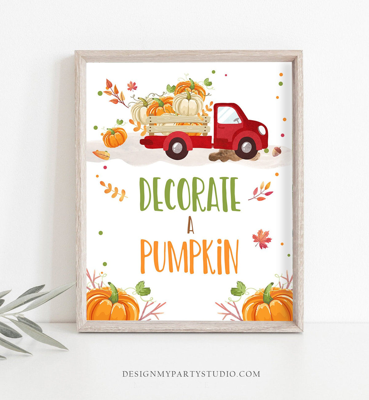 Decorate a Pumpkin Sign Pumpkin birthday sign Pumpkin Carving party signs Decor Fall Party Autumn Pumpkin Truck Pumpkin Decor Printable 0153