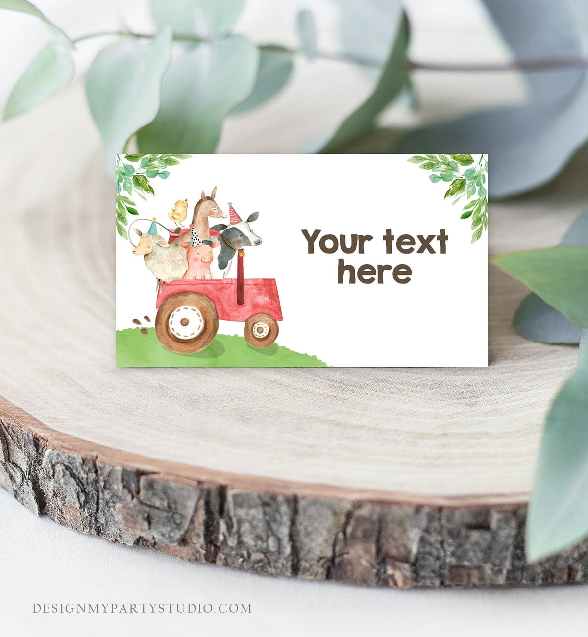 Editable Farm Animals Food Labels Barnyard Birthday Food Cards Tent Card Red Farm Boy Shower Buffet Label Tent Card Template Corjl 0155