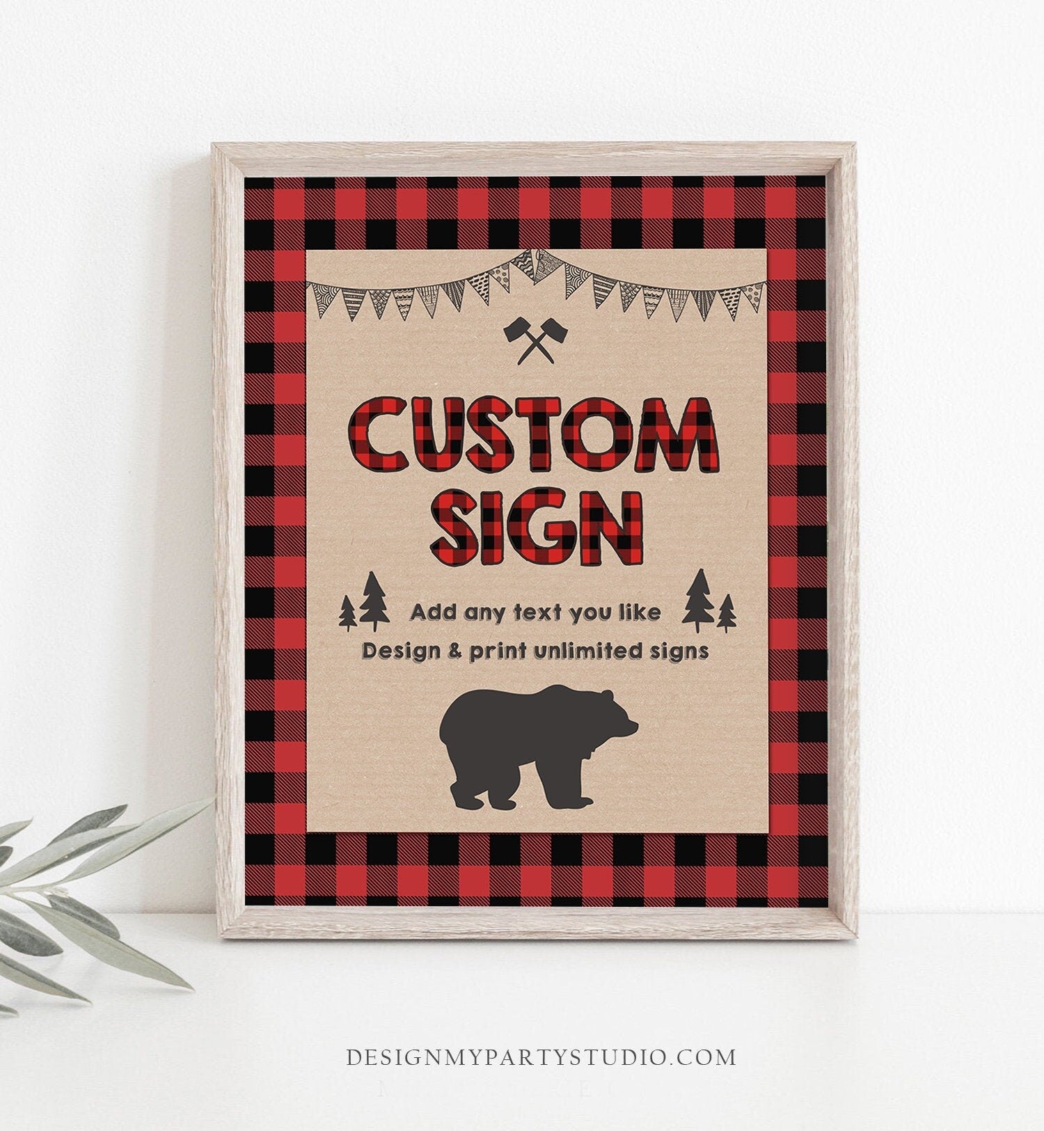 Editable Custom Sign Lumberjack Sign Lumberjack Birthday Lumberjack Party Decor Buffalo Plaid Adventure 8x10 Download PRINTABLE Corjl 0026