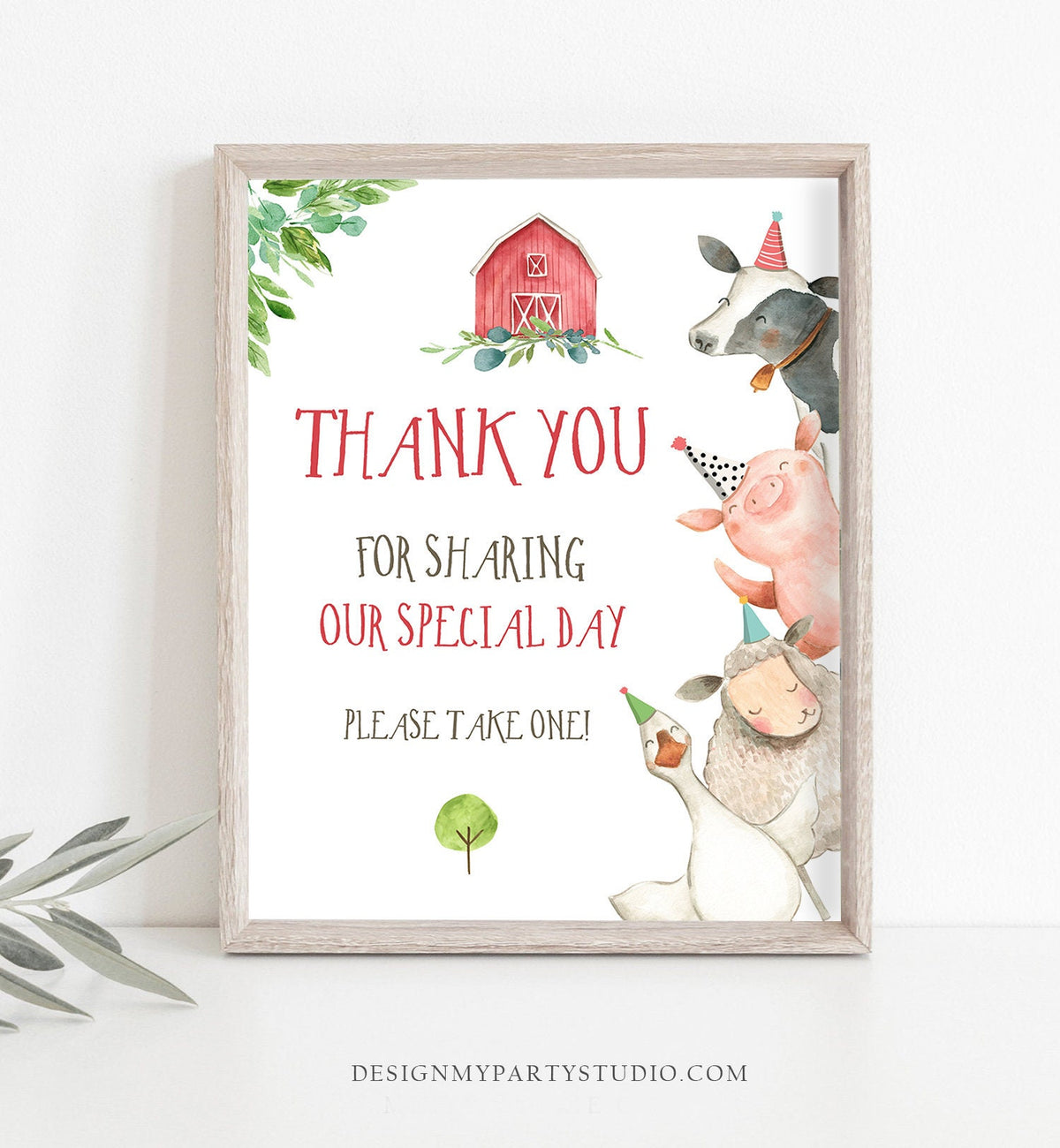 Editable Farm Birthday Thank You Sign Boy Barnyard Birthday Favor Sign Farm Animals Birthday Favor Table Template Digital PRINTABLE 0155