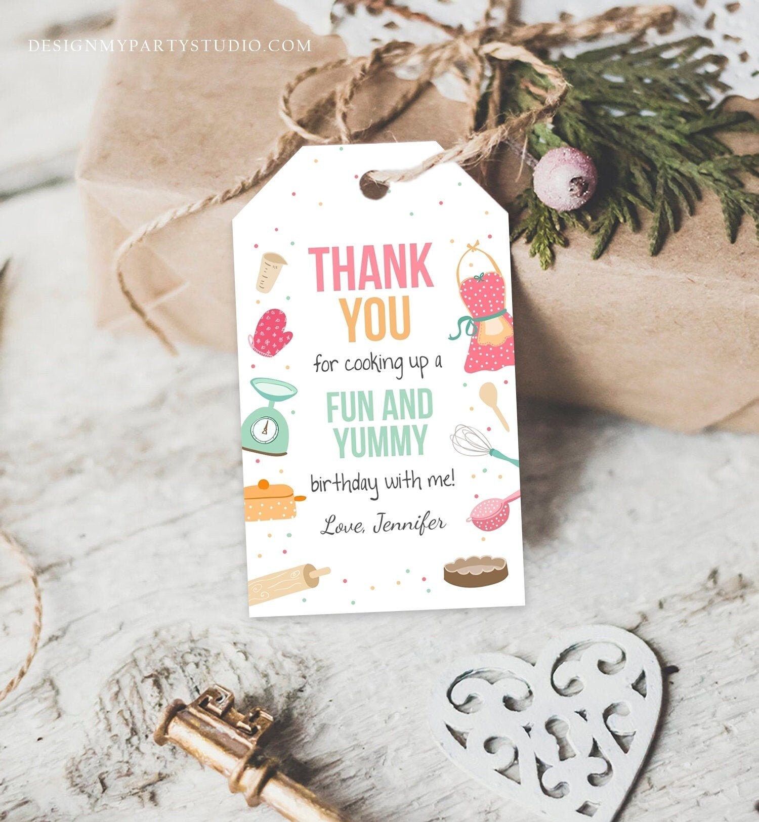 Editable Cooking Favor Tags Tags Baking Birthday Thank you tags Kids Stock The Kitchen Bridal Shower Tags Template Corjl PRINTABLE 0219