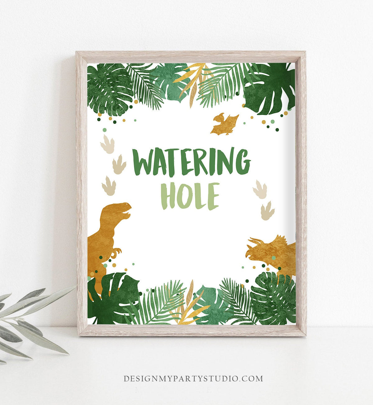 Watering Hole Birthday Sign Drink Table Decor Dinosaur Birthday Dino Party Boy Prehistoric T-Rex Table Sign Instant Download Printable 0146