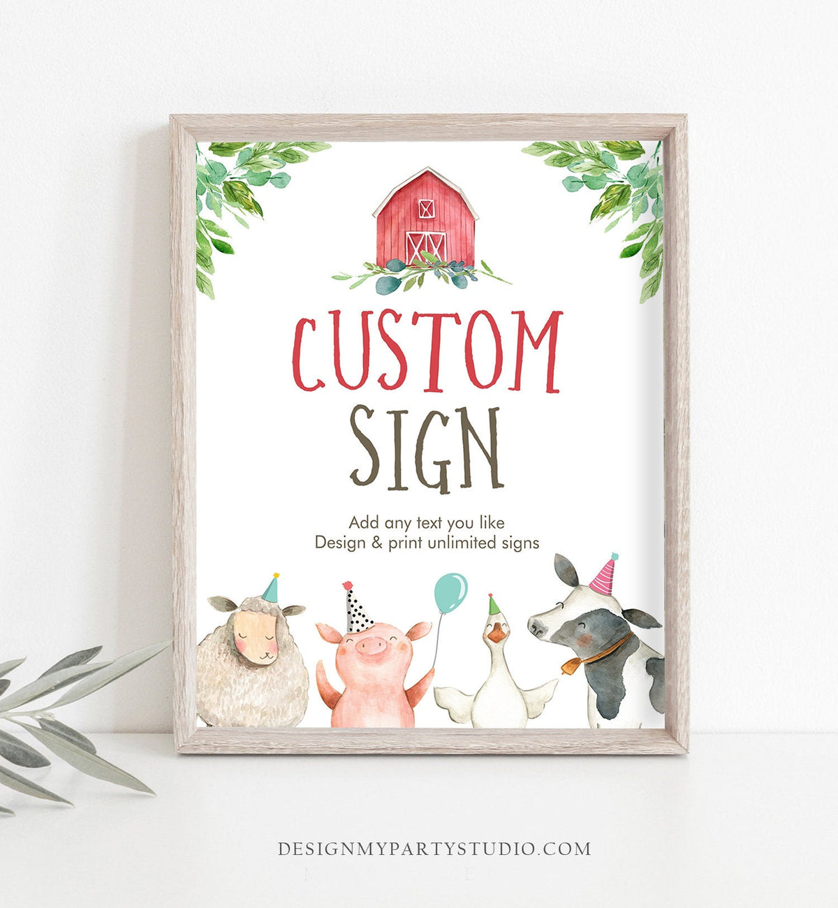 Editable Custom Sign Farm Animals Sign Boy Barnyard Birthday Decorations Cow Pig Sheep Table Sign Download Corjl Template Printable 0155