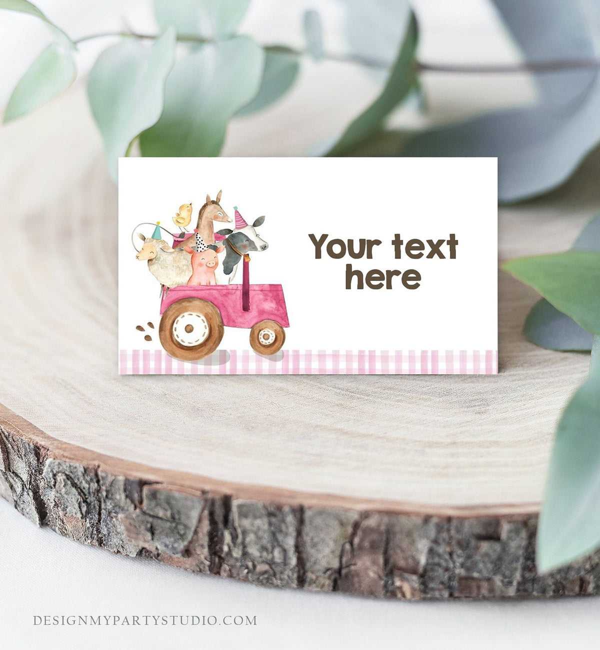 Editable Farm Animals Food Labels Barnyard Birthday Food Cards Tent Card Pink Farm Girl Shower Party Animals Tractor Printable Digital 0155