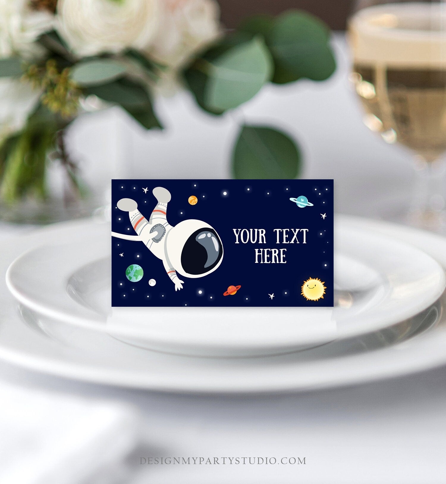 Editable Space Food Labels Galaxy Birthday Food Cards Tent Card Astronaut Outer Space Boy Buffet Label Corjl Template Printable 0259