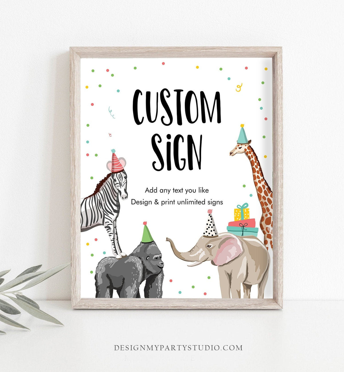 Editable Custom Sign Party Animals Sign Wild One Animals Decor Zoo Safari Animals Table Sign Decoration 8x10 Instant Download PRINTABLE 0142