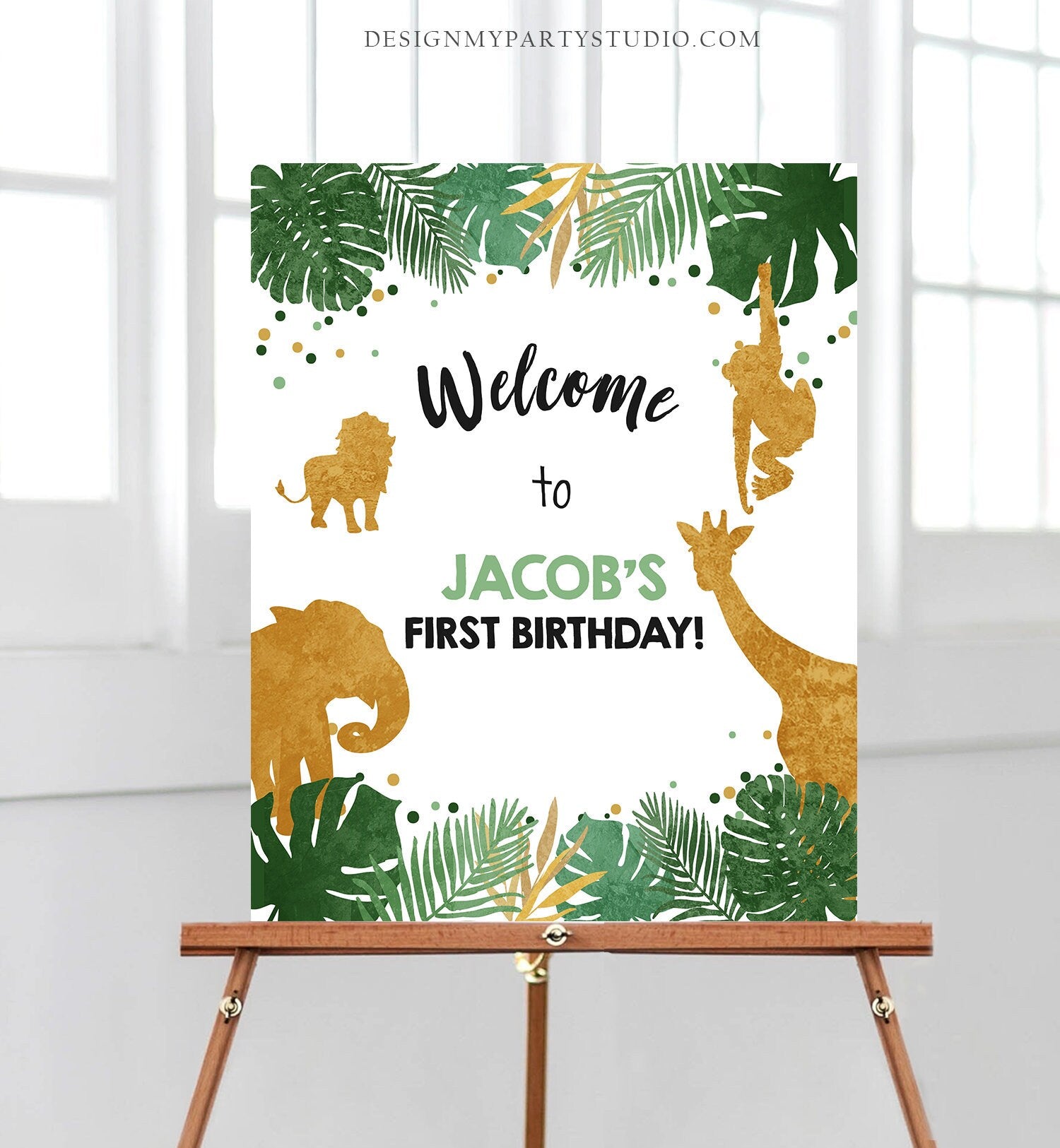 Editable Safari Animals Welcome Sign Wild One Poster Zoo Jungle Boy First Birthday 1st Party Animals Download Digital Printable 0016