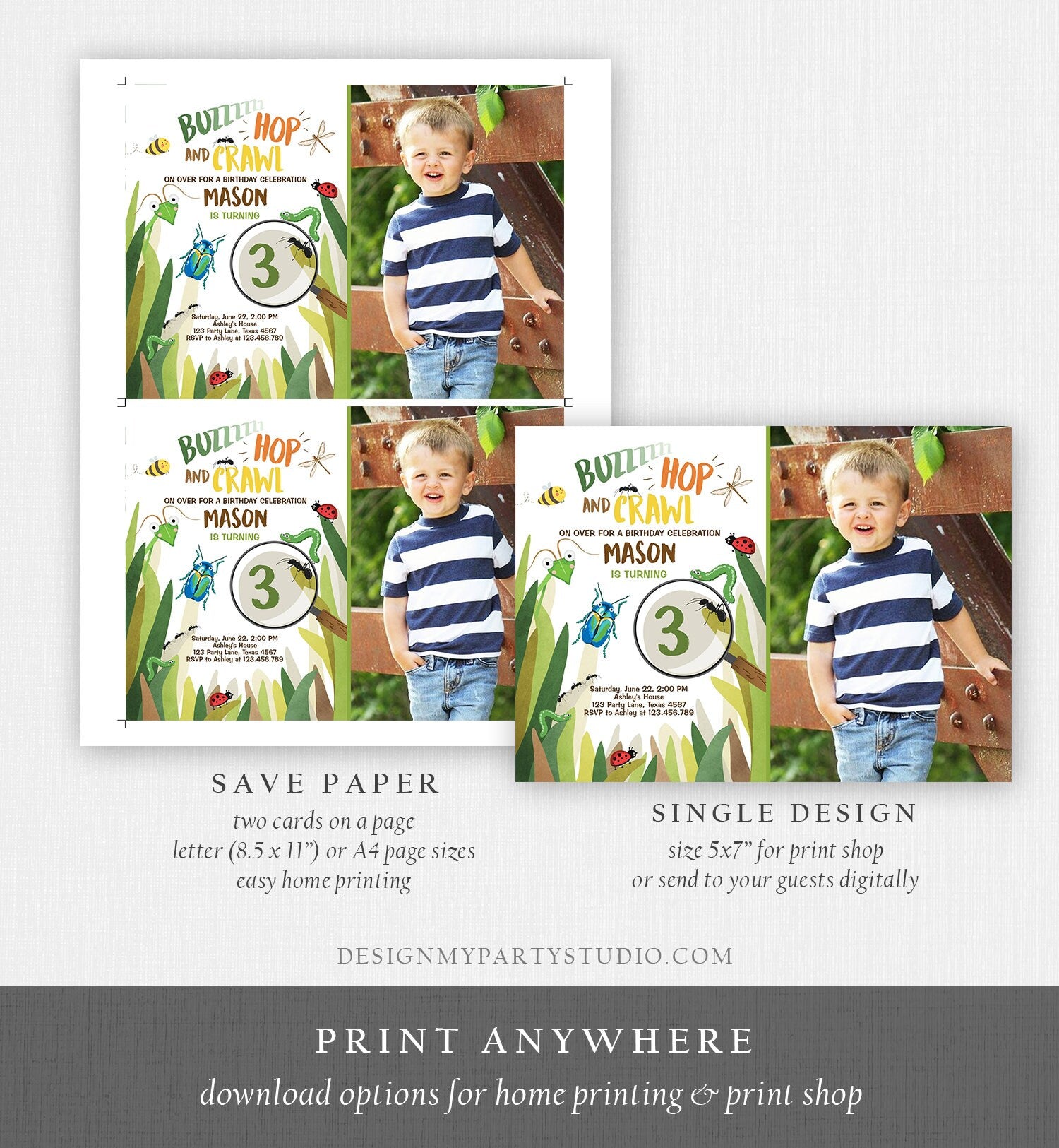 Editable Bug Birthday Invitation Insect Party Bugging Outdoor Bug Hunt Bugs Boy Garden Party Digital Download Template Printable 0090