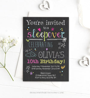 Editable ANY AGE Sleepover Party Invitation Slumber Party Pajamas Birthday Girl Pink Download Printable Invite Template Corjl Digital 0275