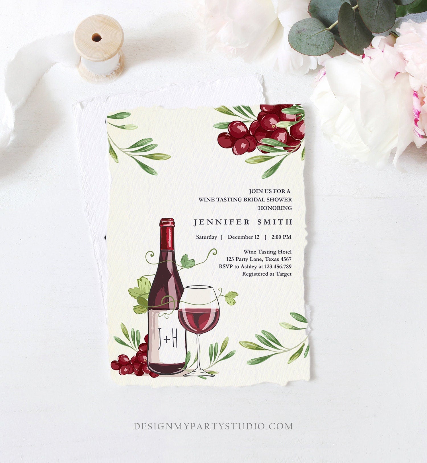 Editable Wine Bridal Shower Invitation Rustic Winery Cheers To Love Country Wine Tasting Couples Download Corjl Template Printable 0234