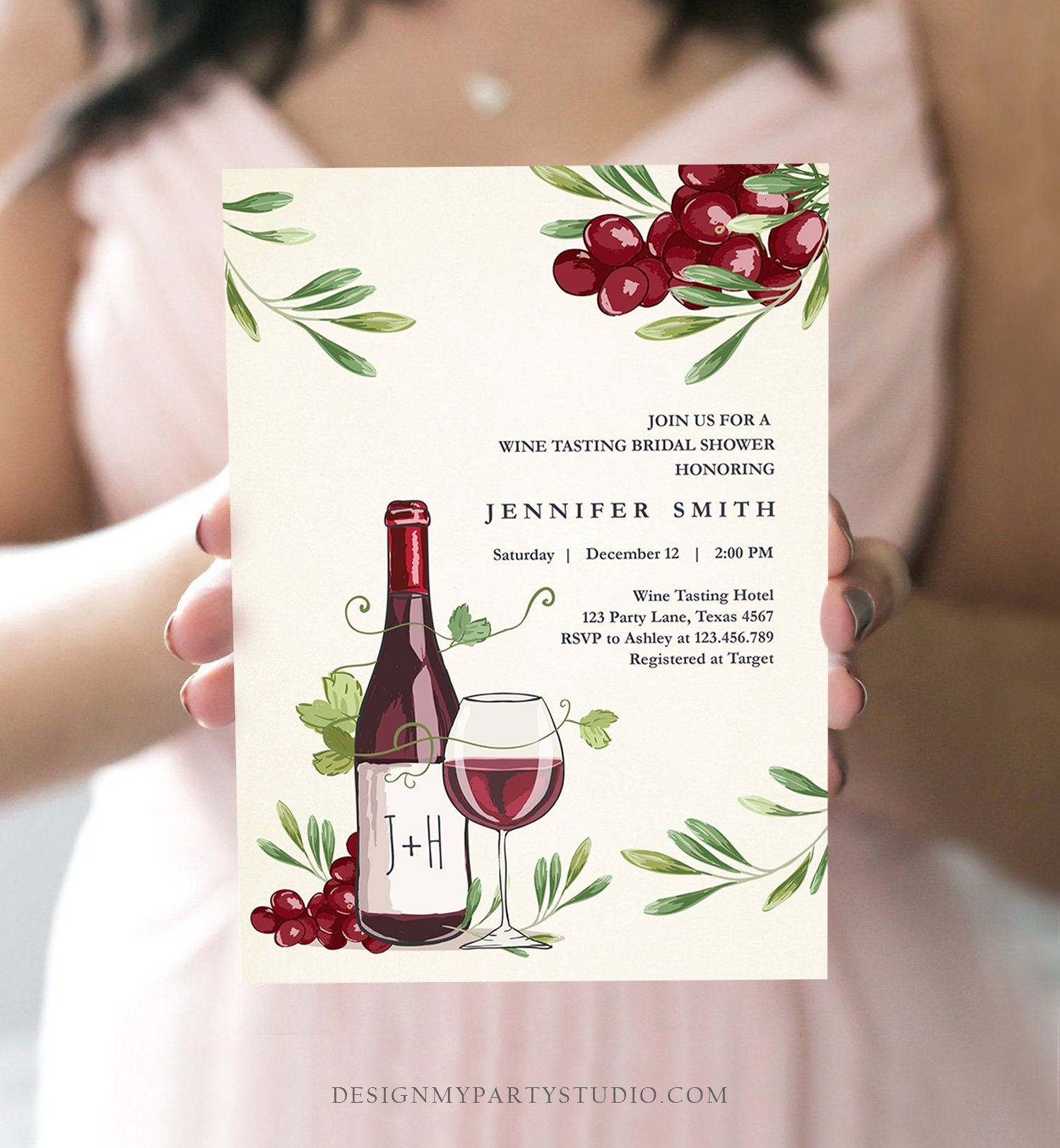 Editable Wine Bridal Shower Invitation Rustic Winery Cheers To Love Country Wine Tasting Couples Download Corjl Template Printable 0234