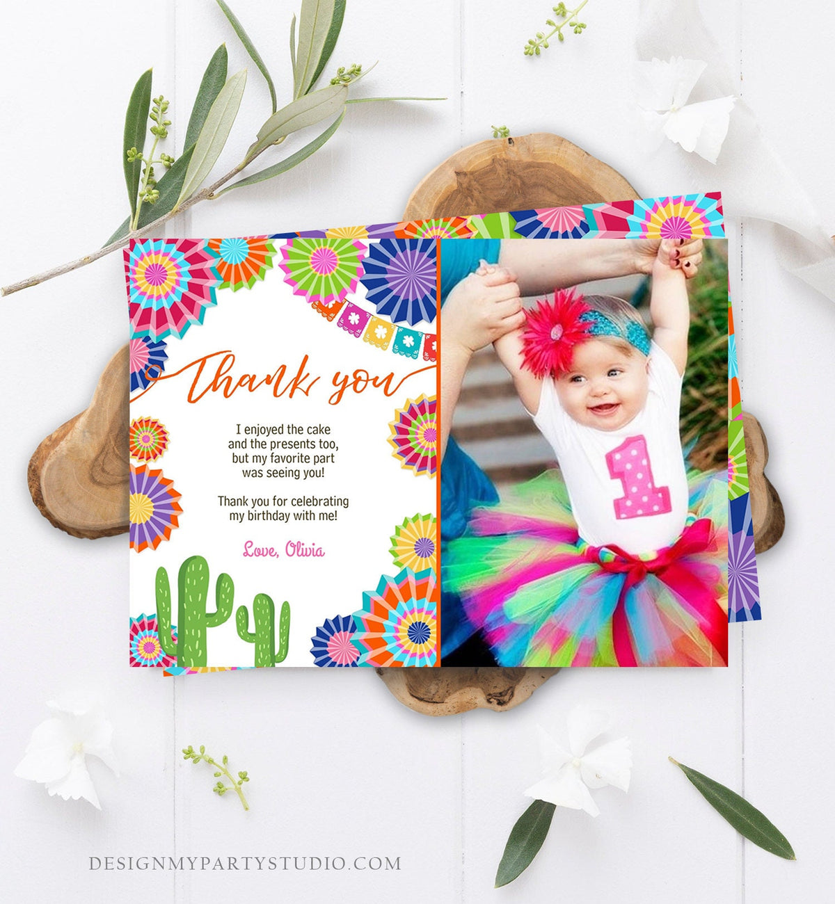 Editable Fiesta Birthday Thank You Card Insert Let&amp;#39;s Fiesta Mexican Cactus Thank You Note Download Digital Corjl Template Printable 0236