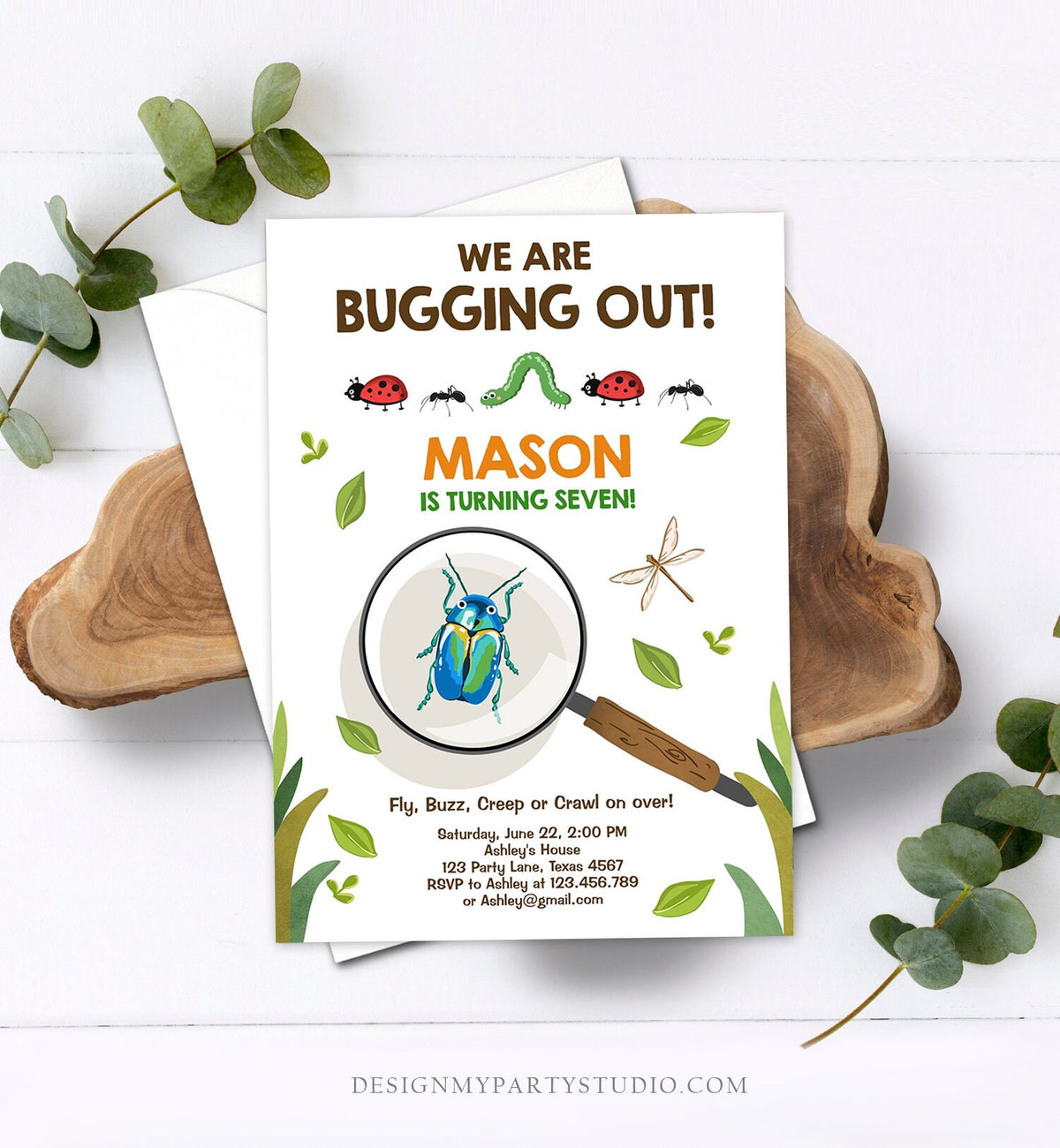 Editable Bug Birthday Invitation Insect Party We Are Bugging Out bug Hunt Bugs Boy Printable Invitation Summer Template Digital Corjl 0090