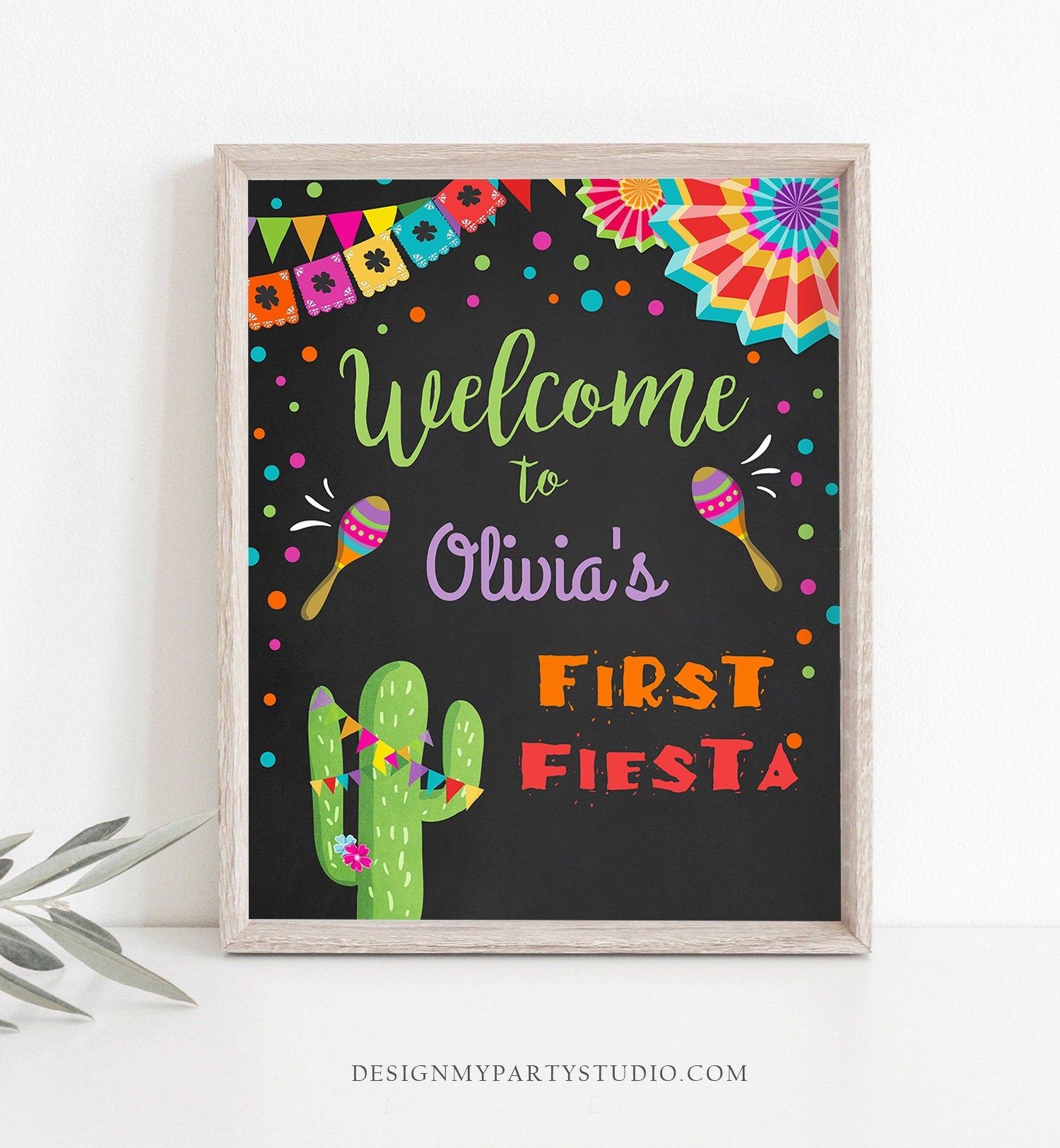 Editable Fiesta Welcome Sign First Birthday Welcome Cactus Mexican 1st Birthday First Fiesta Sign Boy Girl Corjl Template Printable 0045