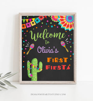 Editable Fiesta Welcome Sign First Birthday Welcome Cactus Mexican 1st Birthday First Fiesta Sign Boy Girl Template PRINTABLE Corjl 0045