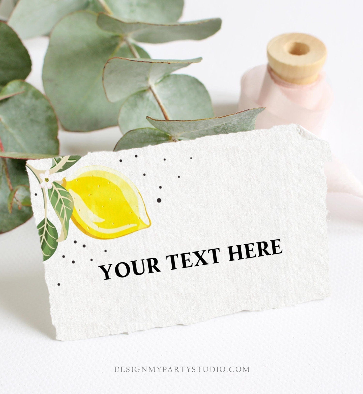 Editable Lemon Food Tent Cards Watercolor Lemon Food Labels Place Card Bridal Shower Lemonade Citrus Summer Boho Corjl Template 0307