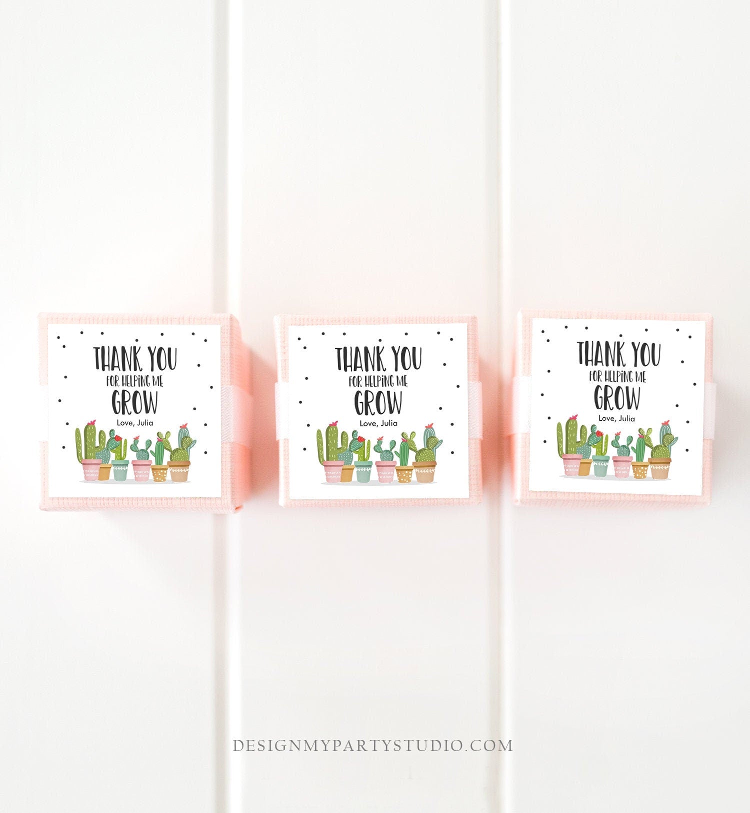 Editable Teacher Appreciation Favor Tags Thank You for Helping me Grow Succulent Fiesta Cactus Teacher Tag Corjl Template Printable 0464