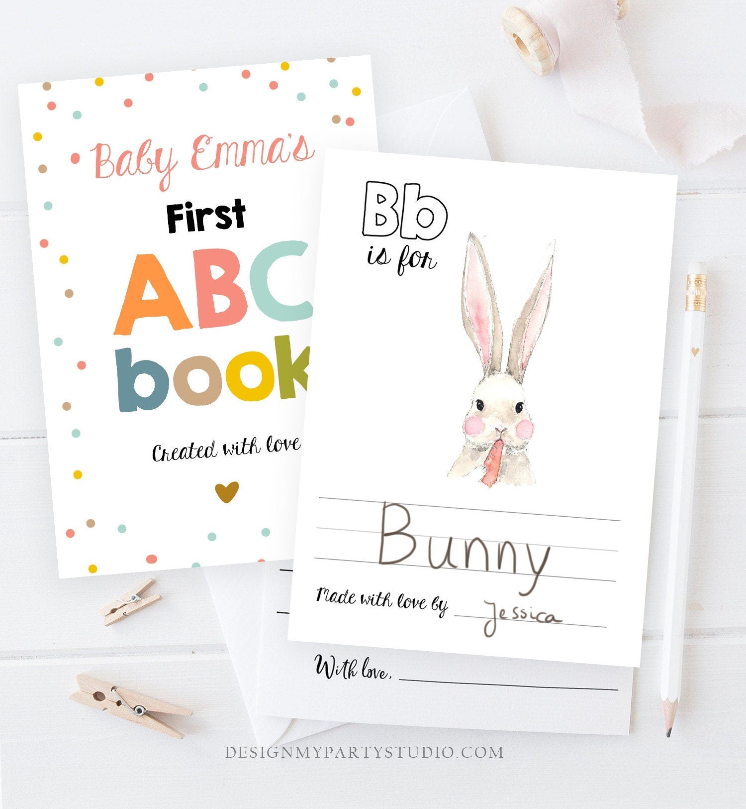 Editable ABC Coloring Book Baby Shower Game Shower Activity Baby Book Coloring Pages Alphabet Flash Cards First ABC Template Corjl PRINTABLE