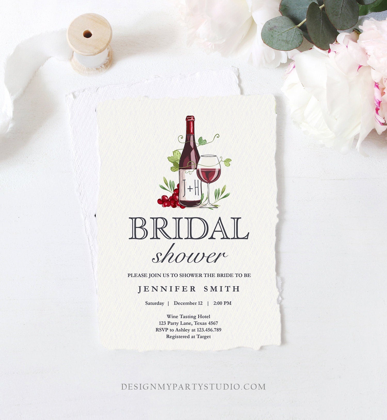 Editable Wine Bridal Shower Invitation Rustic Winery Cheers To Love Country Wine Tasting Couples Download Corjl Template Printable 0234