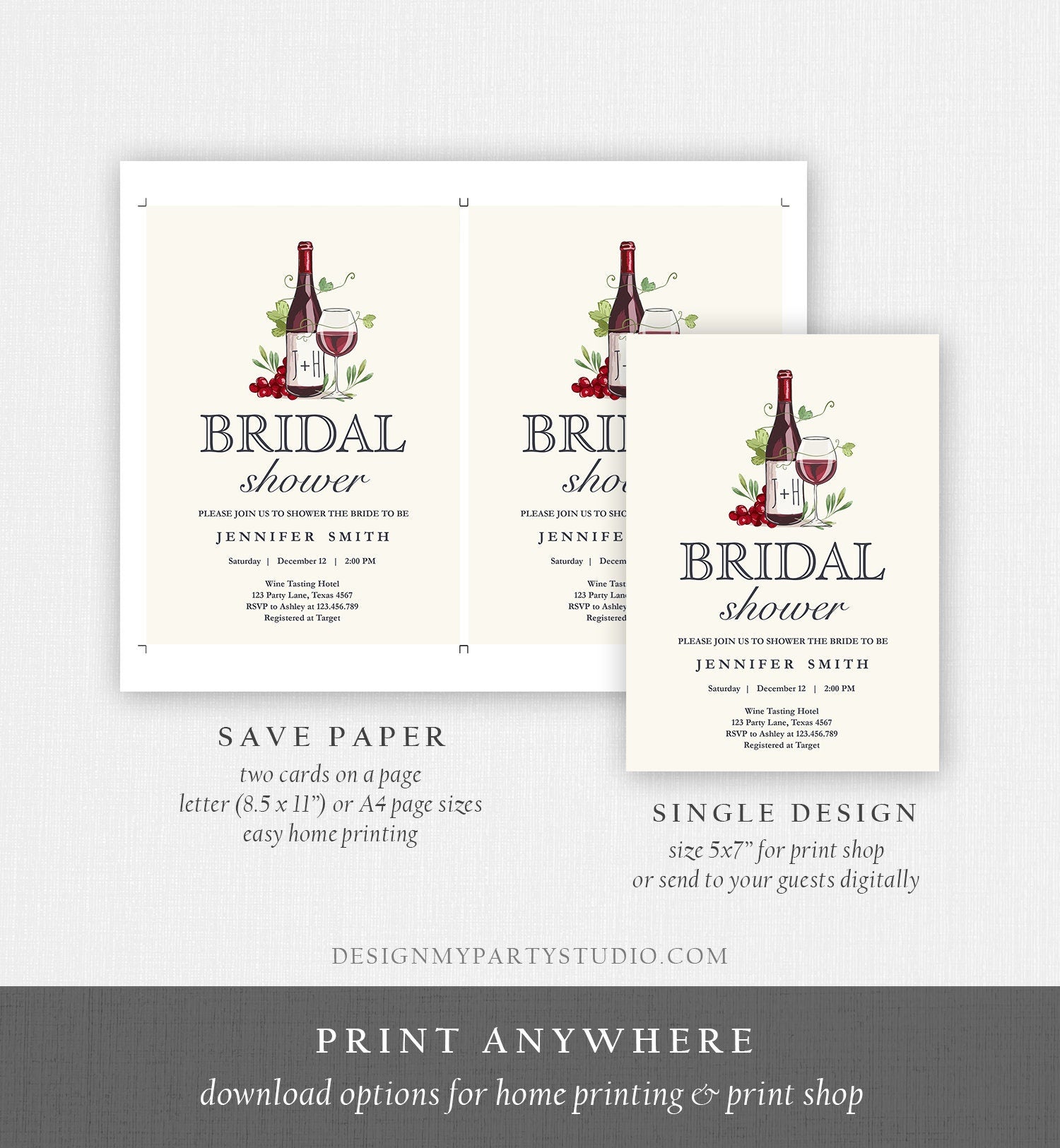 Editable Wine Bridal Shower Invitation Rustic Winery Cheers To Love Country Wine Tasting Couples Download Corjl Template Printable 0234