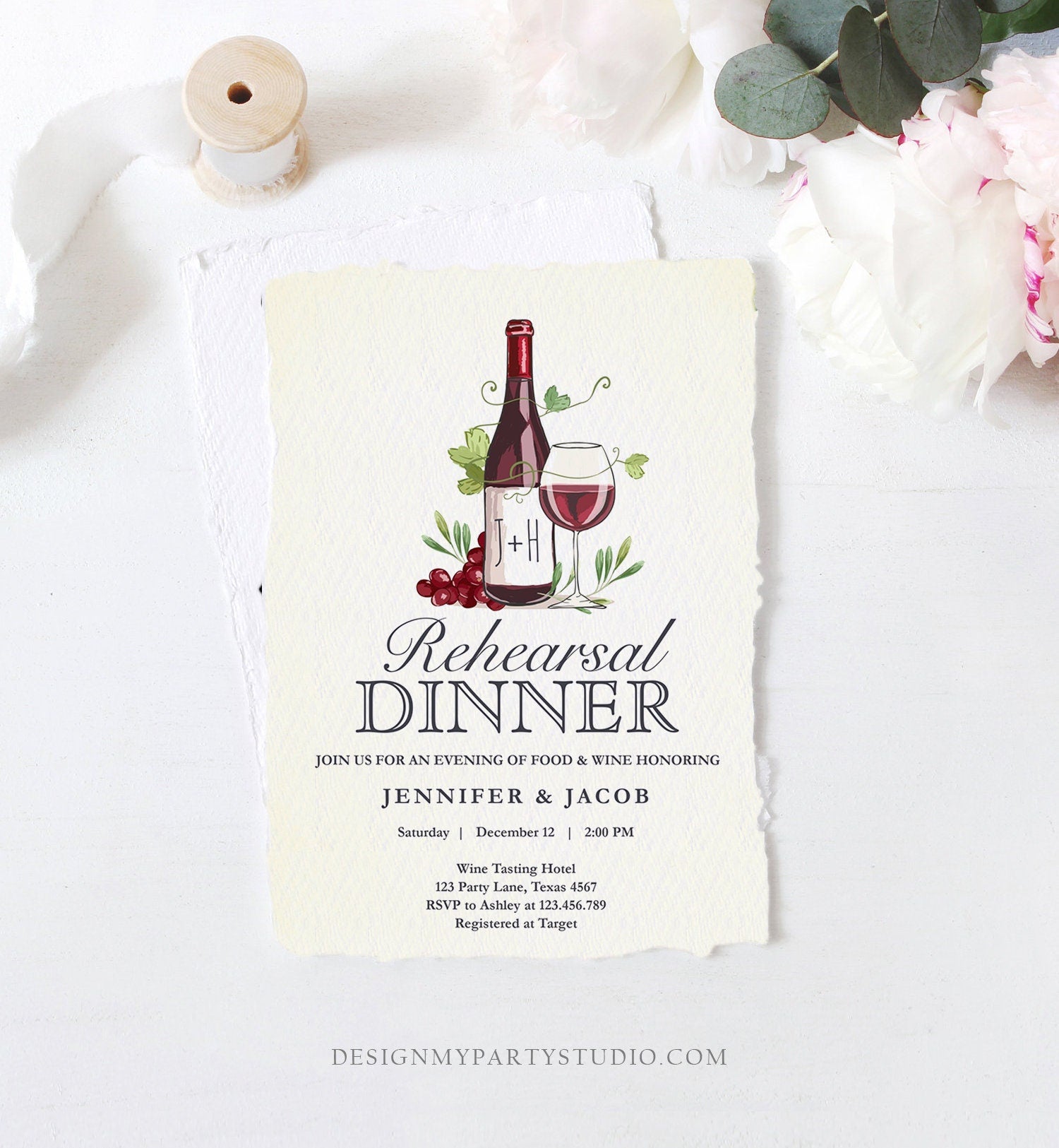 Editable Wine Tasting Rehearsal Dinner Invitation Rustic Winery Cheers To Love Country Couples Joined Bridal Shower Corjl Template 0234