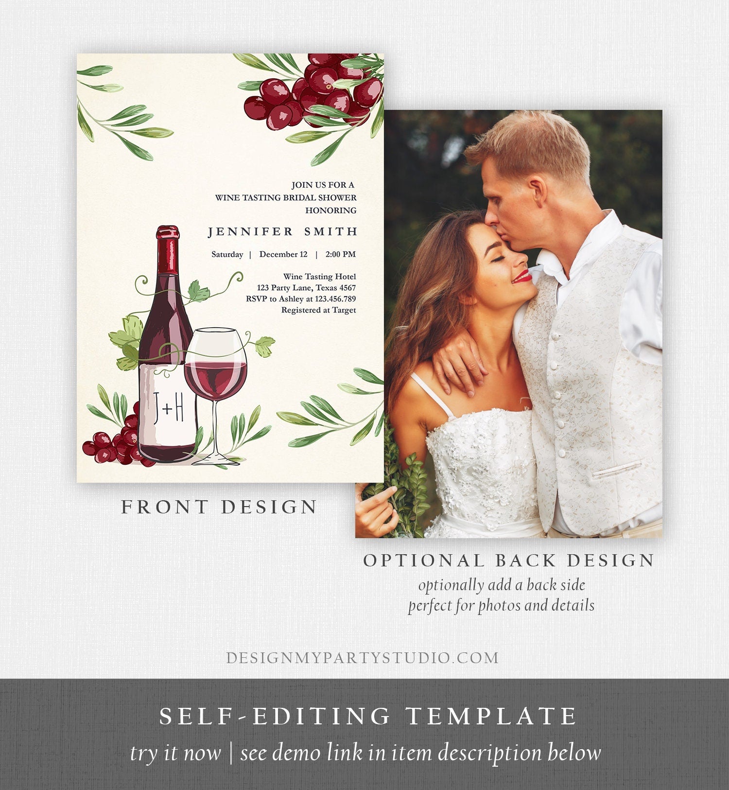 Editable Wine Bridal Shower Invitation Rustic Winery Cheers To Love Country Wine Tasting Couples Download Corjl Template Printable 0234