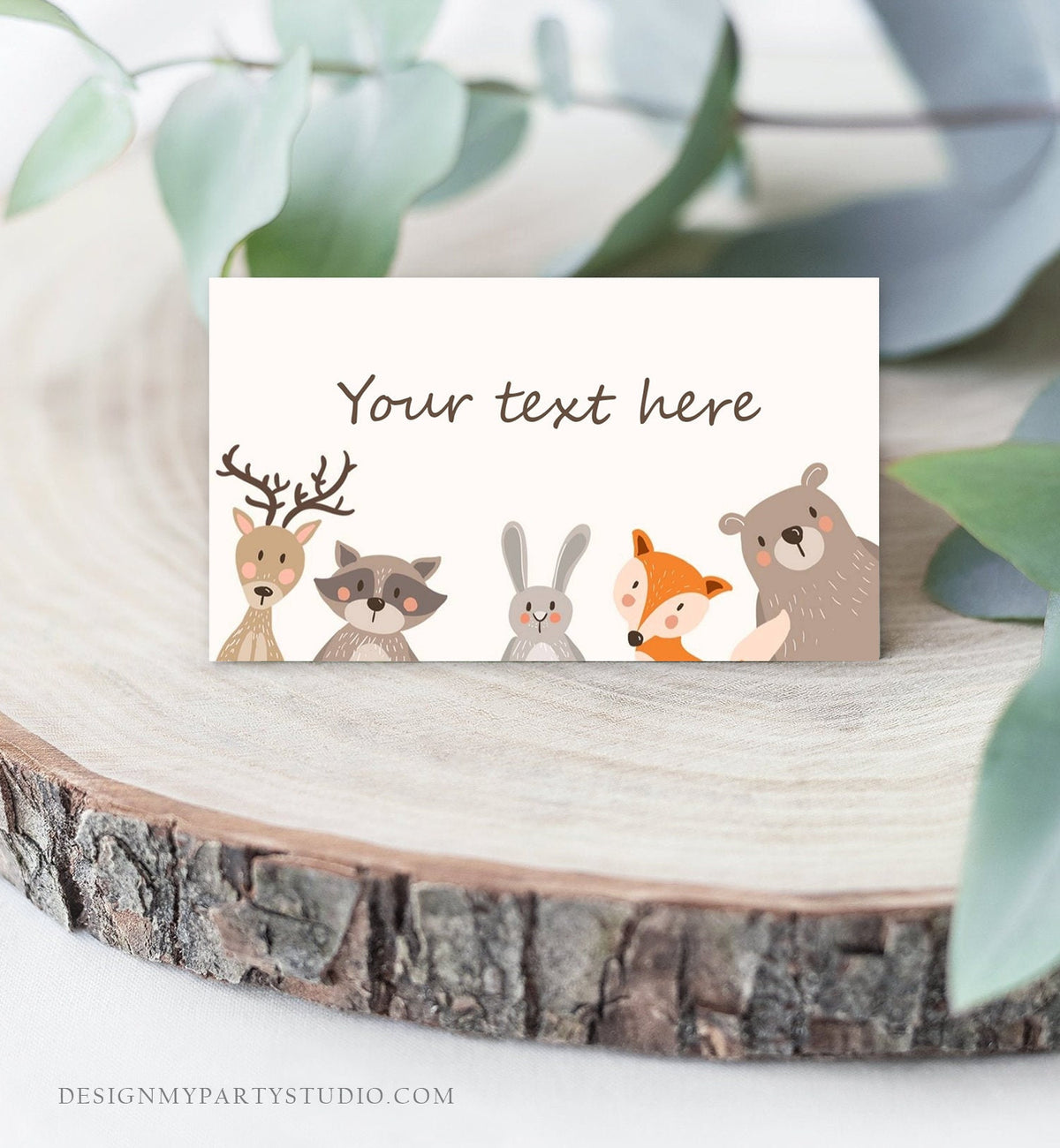 Editable Woodland Food Labels Woodland Buffet Card Woodland Birthday Tent Card Escort Bear Forest Animals Printable Template Corjl 0010