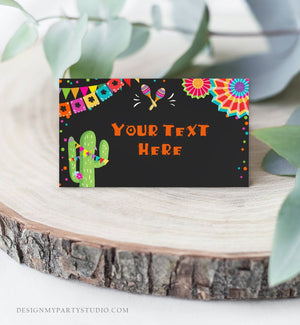 Editable Fiesta Cactus Food Labels Fiesta Party Place Card Tent Card Birthday Baby Shower Mexican Fiesta Confetti Decor Corjl Template 0045